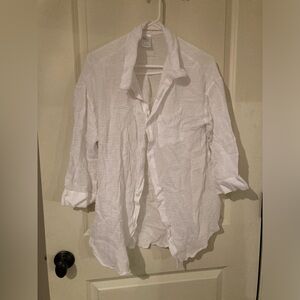 Target Kona sol gauze button up shirt cover up white size s